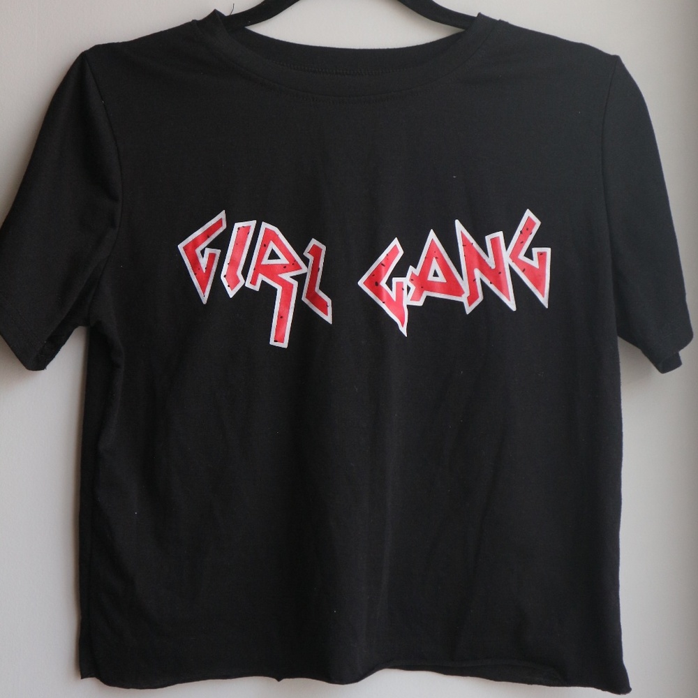Black "Girl Gang" Crop Tee